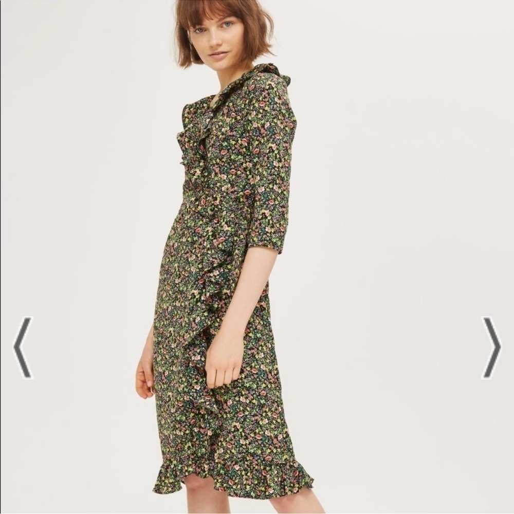 Topshop Flower Garden Ruffle Midi Dress 10